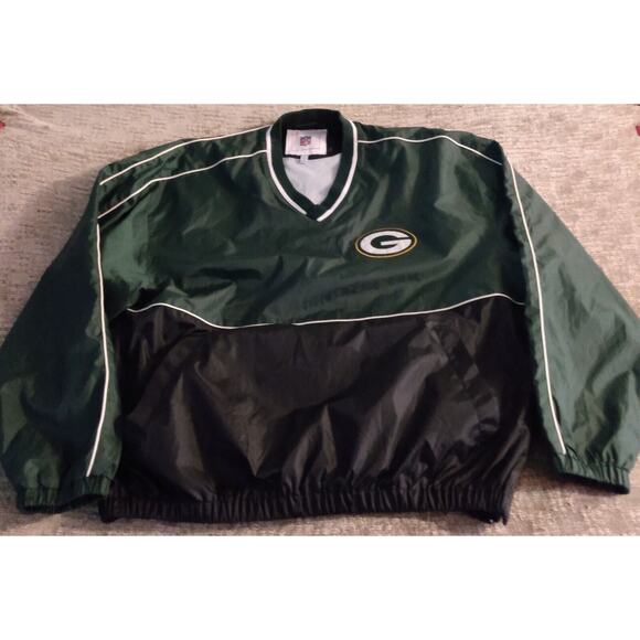 Green Bay Packers Windbreaker Men's Large NFL V-Neck Pullover Jacket Football - Picture 3 of 12